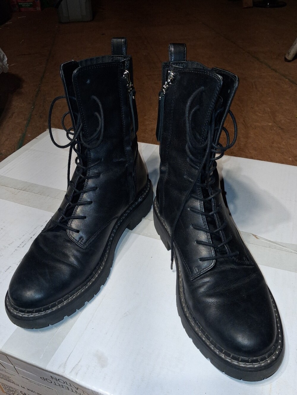 Sam Edelman Black Women's Lace-Up Combat Boots - Classic Urban Style Size 7